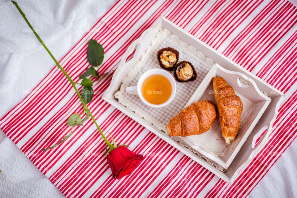 Morning breakfast in bed