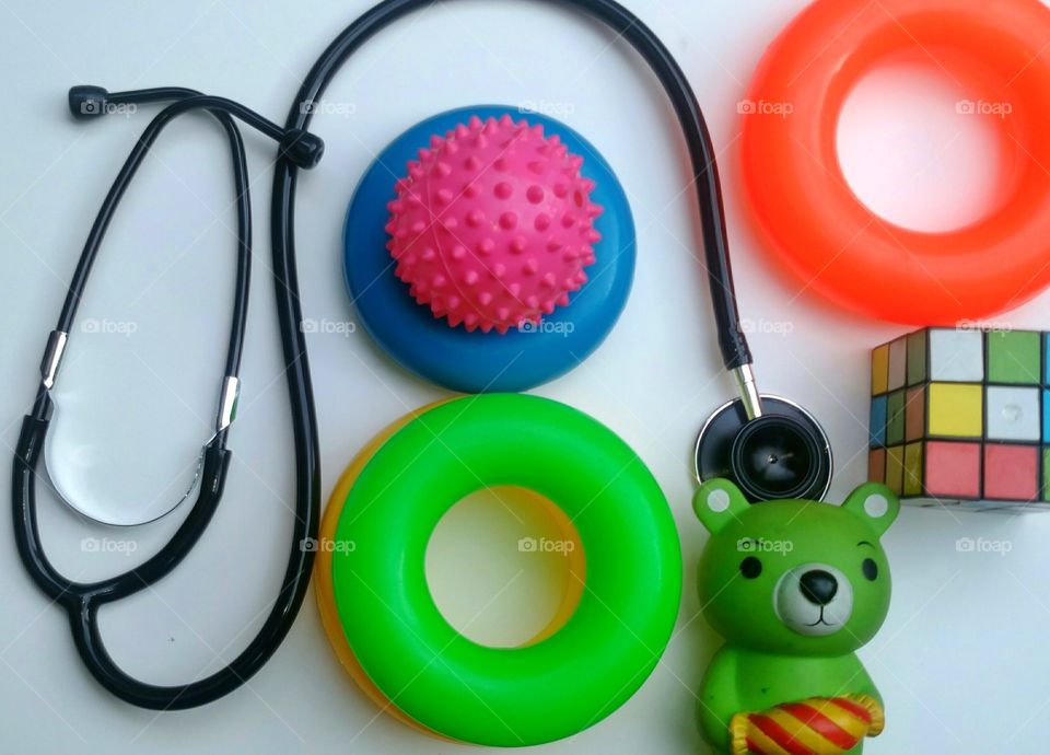 children's toys and stethoscopes