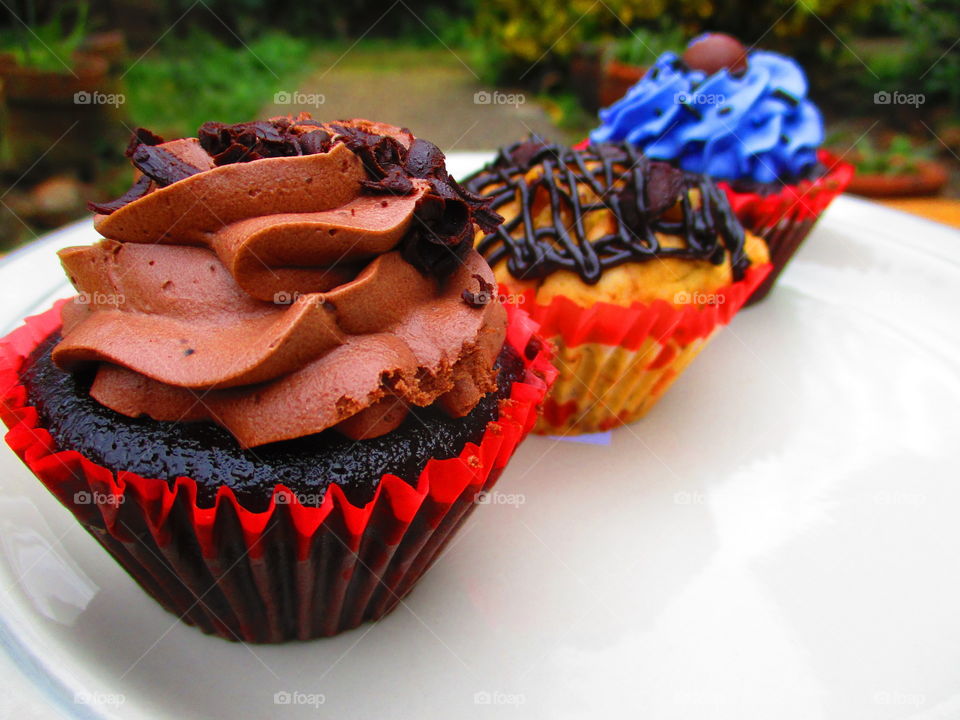 Decorative cupcake on plate