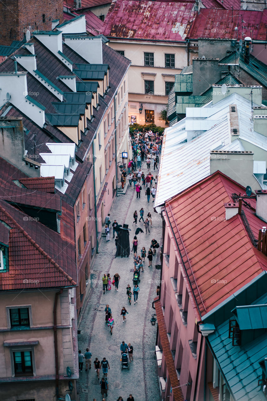 Lublin cityscape. View of old town from Trynitarska Tower