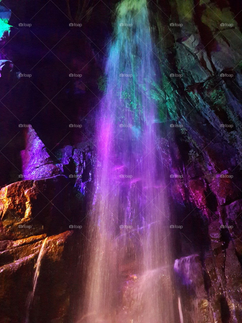 waterfall. nice water fall with lights