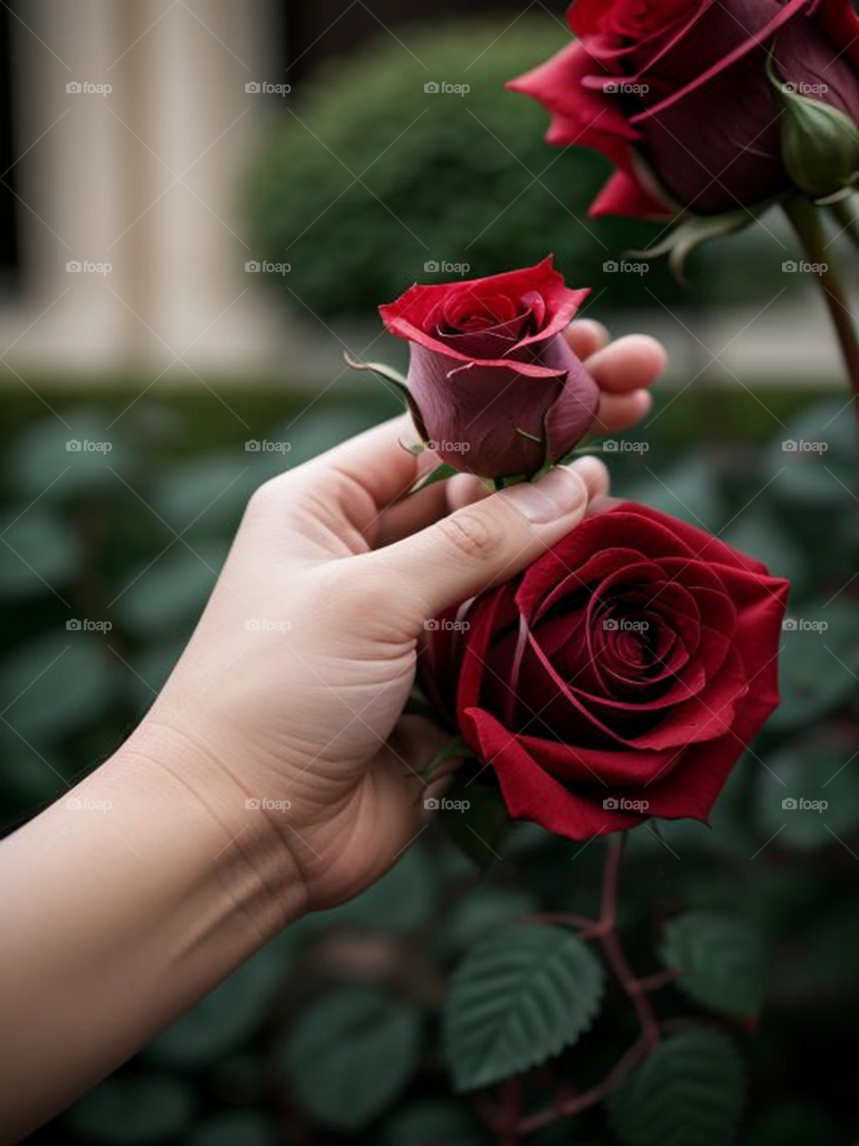 Hand holding a rose