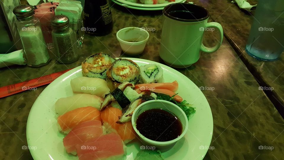 an awesome plate of fresh sushi