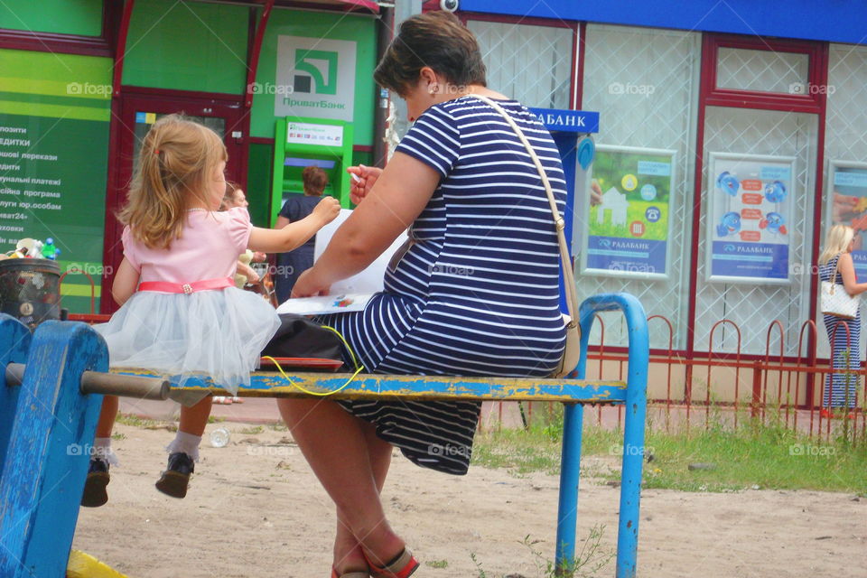 mother and daughter on a walk