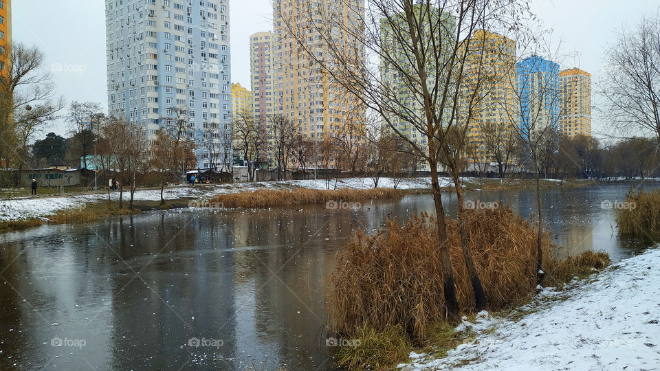 winter park landscape in the city of Kiev, Ukraine