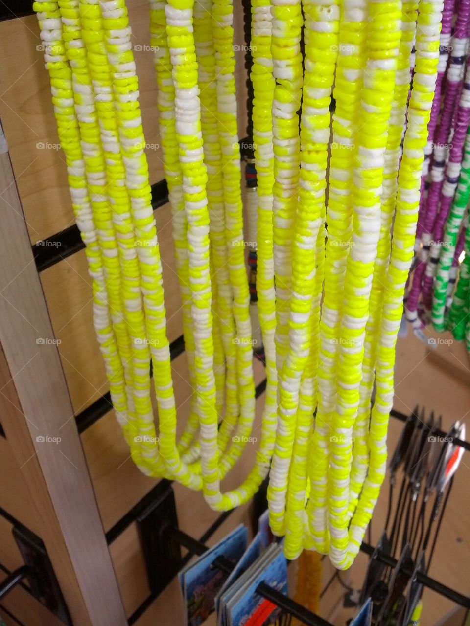 Many yellow necklaces