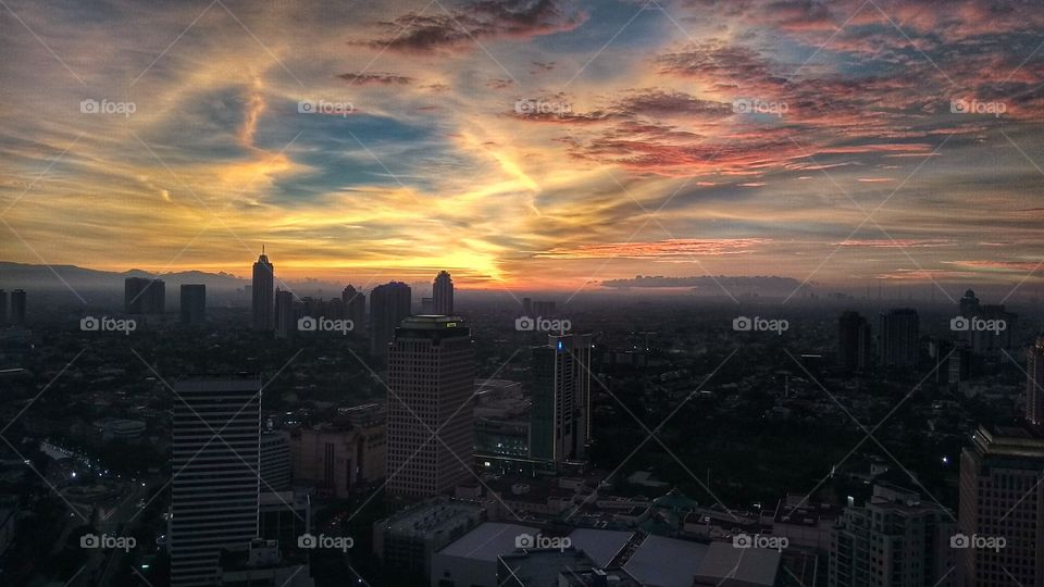 dusk at the end of Jakarta