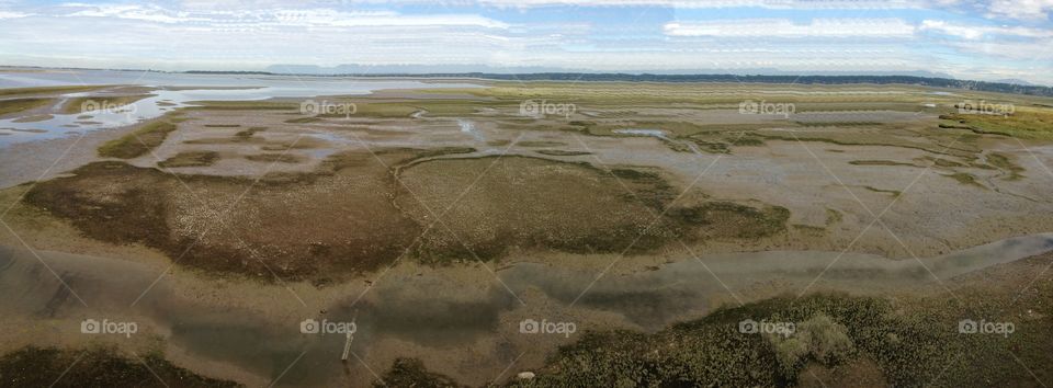 View from the train . Amtrak Cascades route from Seattle to Vancouver.