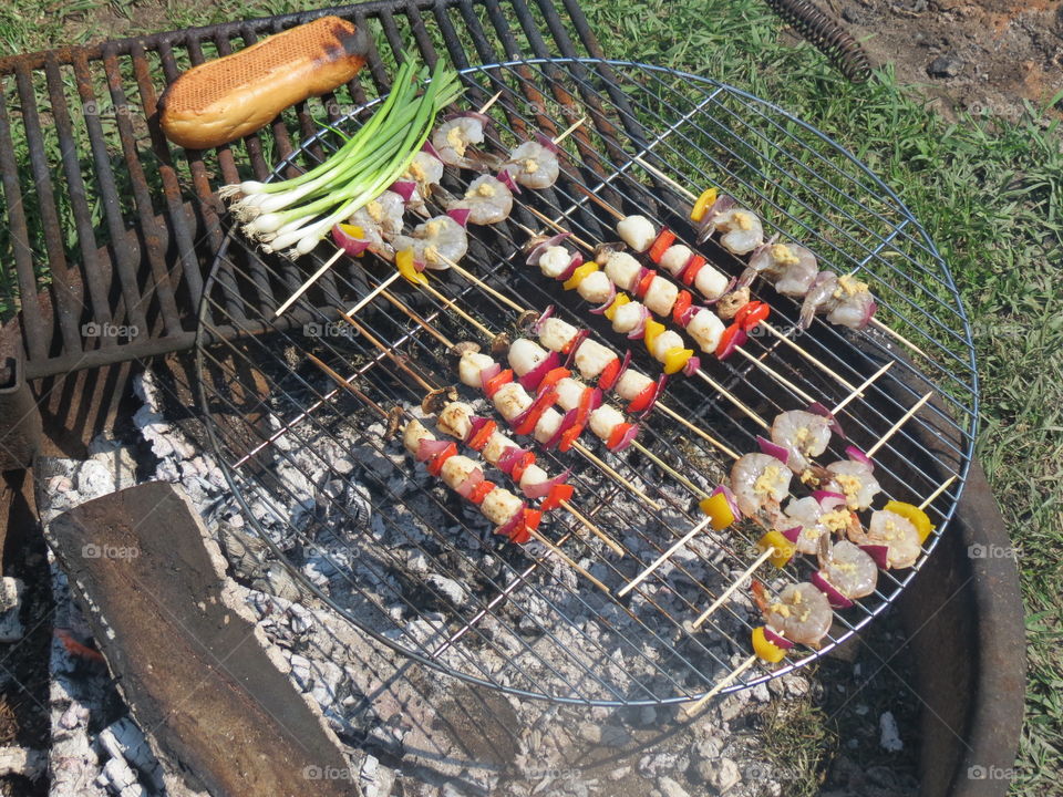 Charcoal grill seafood 