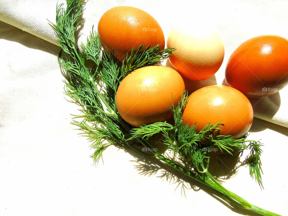 greens on a white tablecloth