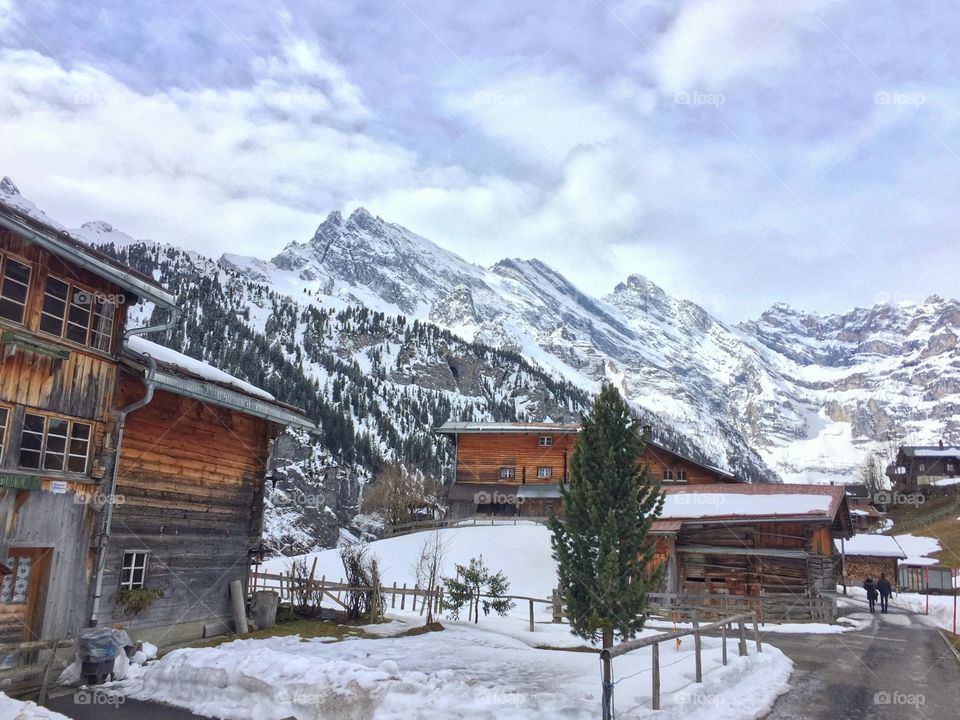 View of snowy mountains