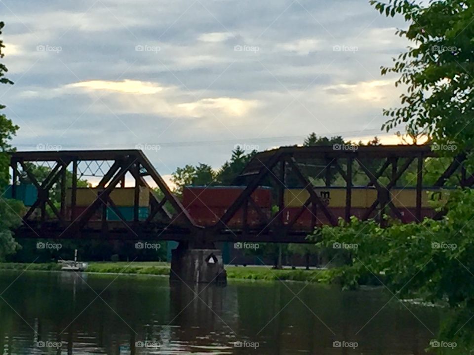 Train crossing Erie Canal 