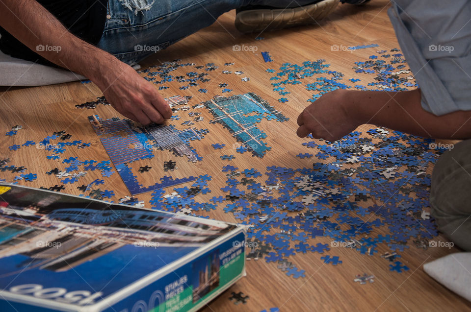 Working together on a puzzle