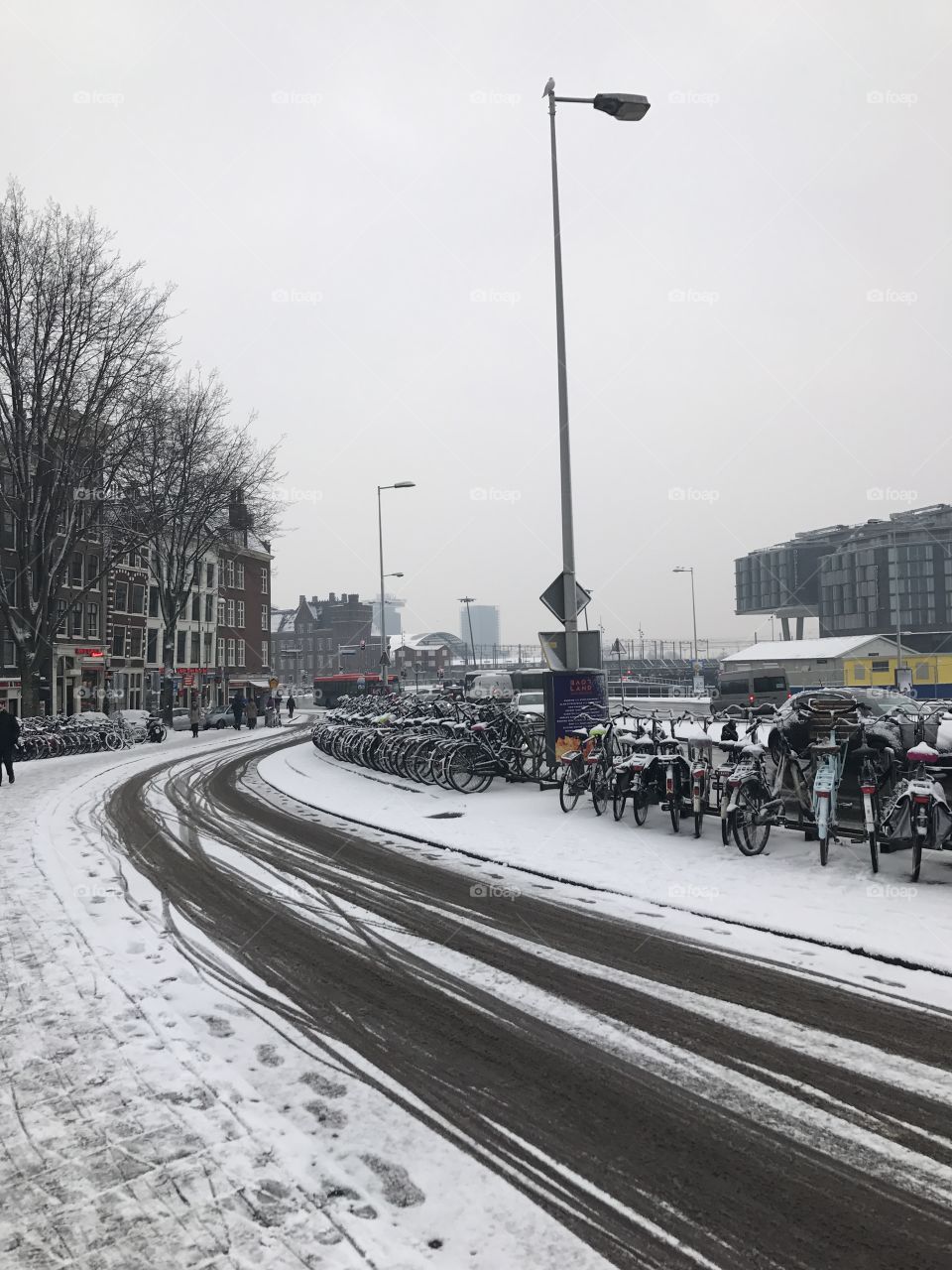 Snowy Amsterdam Bikes 