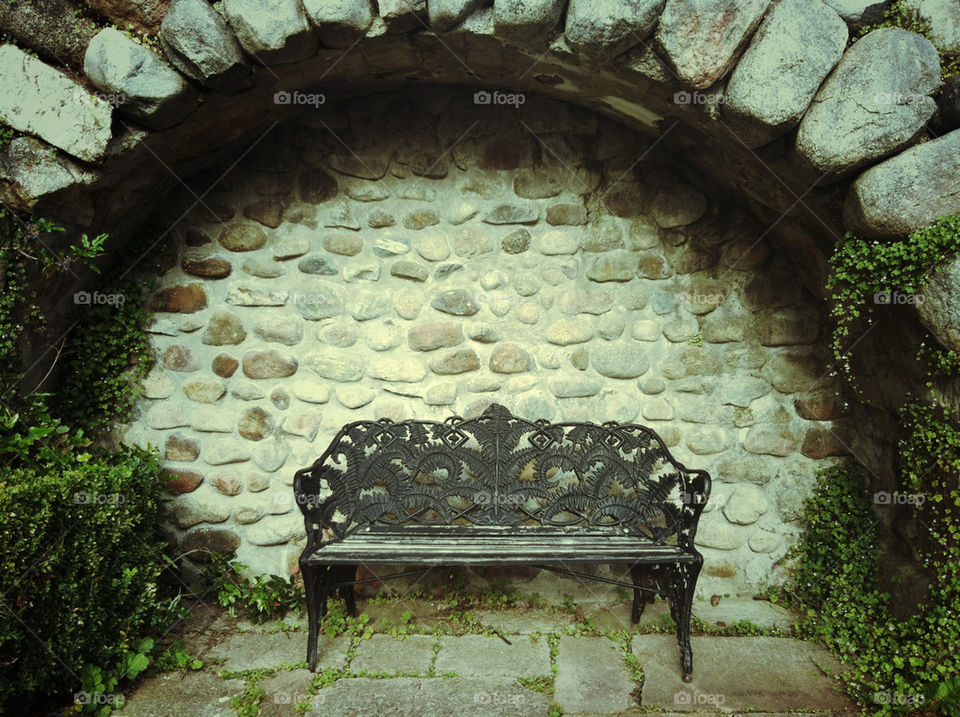 wall park stone bench by miamania