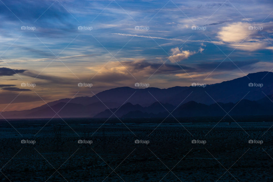 Scenic view of mountain at dawn