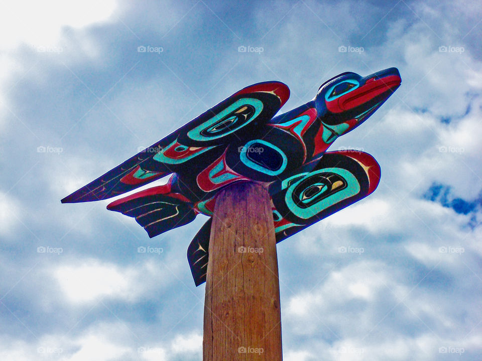 Saxman native american village eagle totem pole