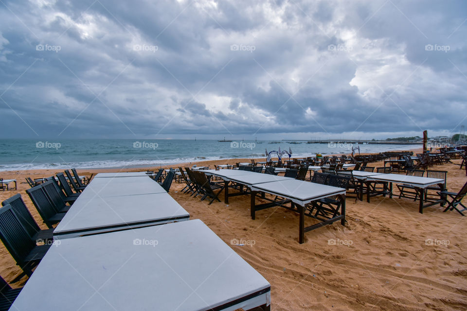 table and landscape at the beach