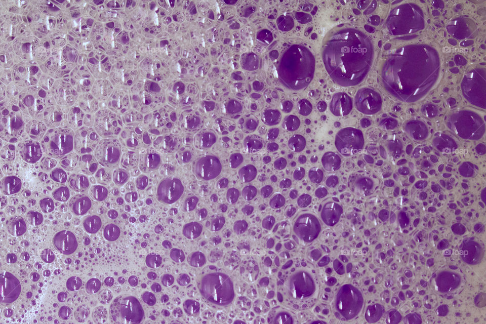 Purple bath foam bubbles