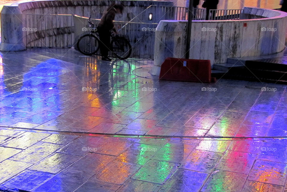 colored rain reflections