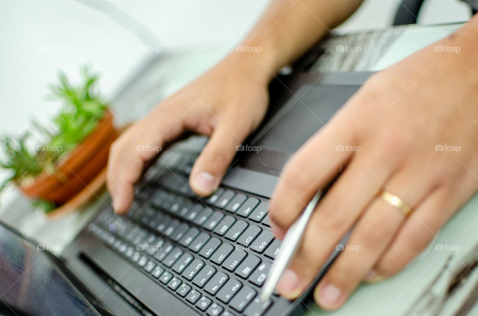 rectangle of work in office. keyboard