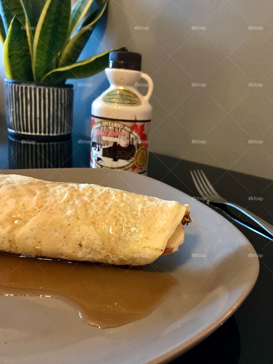 Maple syrup on crepes