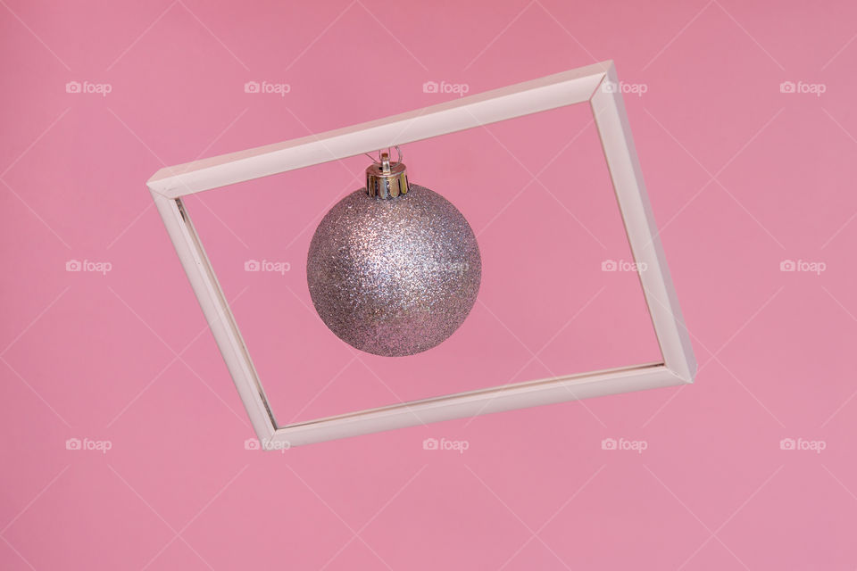 Christmas bauble in picture frame