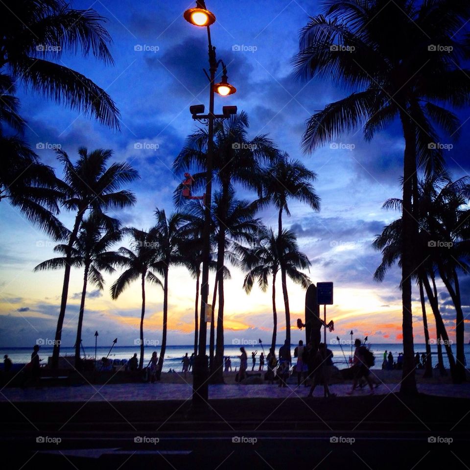 The Sunset at Waikiki Beach