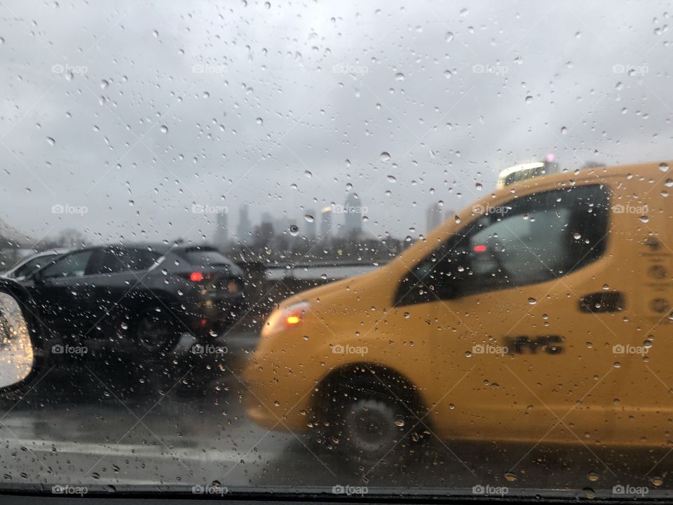 Taxi in new york rain