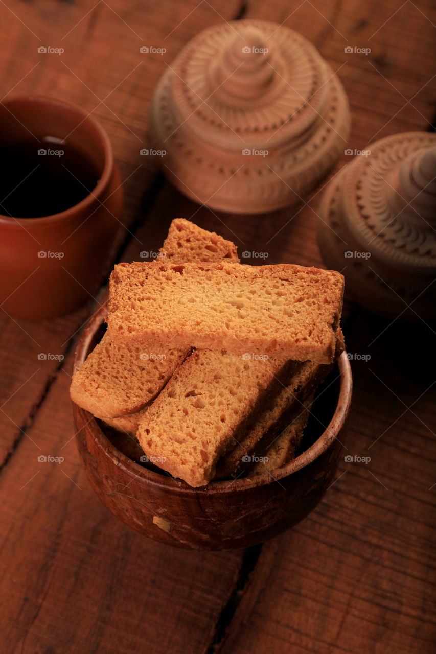 Breakfast Time - Bread Rusk with tea