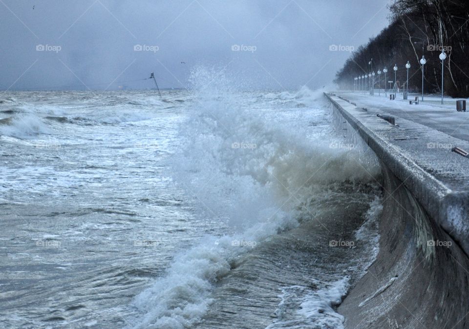 water in motion - waves during strong storm