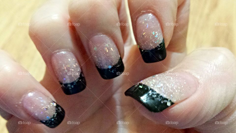 Sparkles and fun with black tips