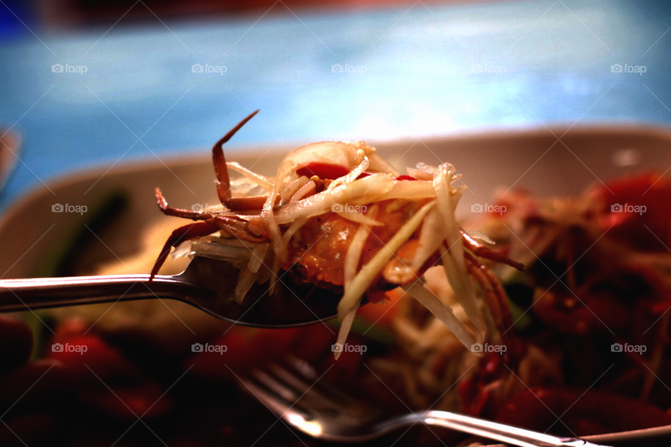 Spicy papaya food salad. Original Thailand food