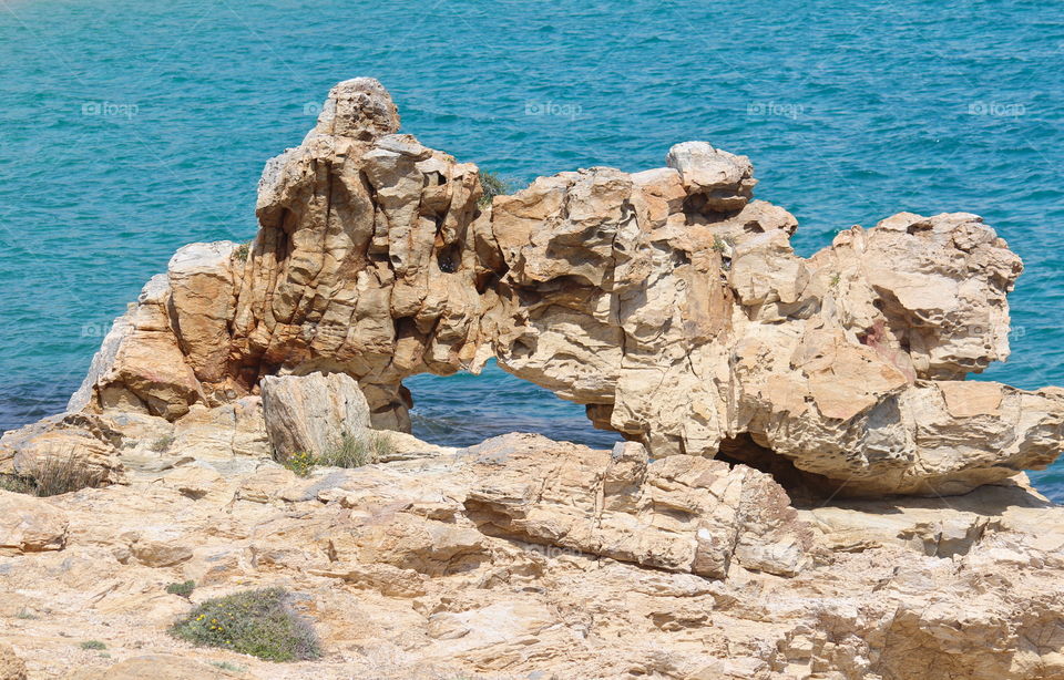 Beautiful cliff in Mykonos, Greece