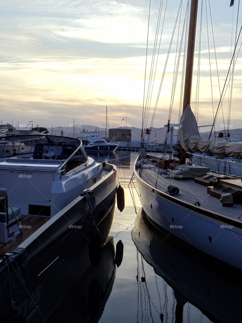 Saint Tropez marina at sunset