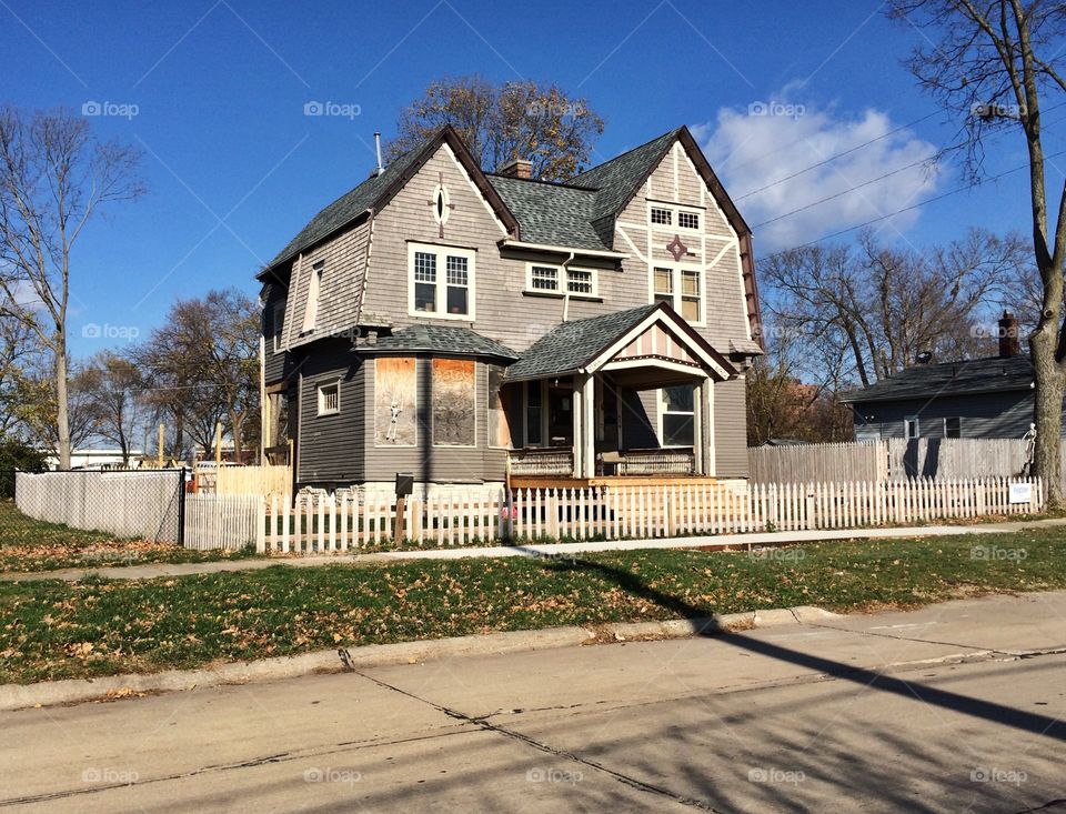 Historic Luther A. & Elenor T. Brewer House after relocation in Cedar Rapids, Iowa. Built 1897. 