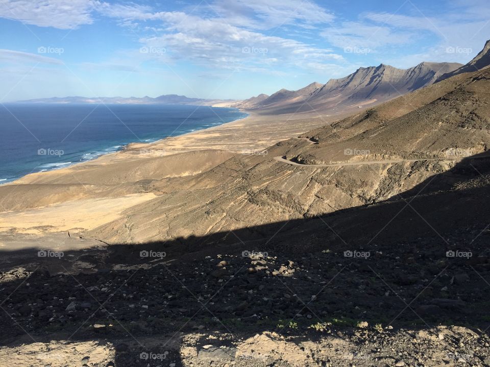View of mountains and sea