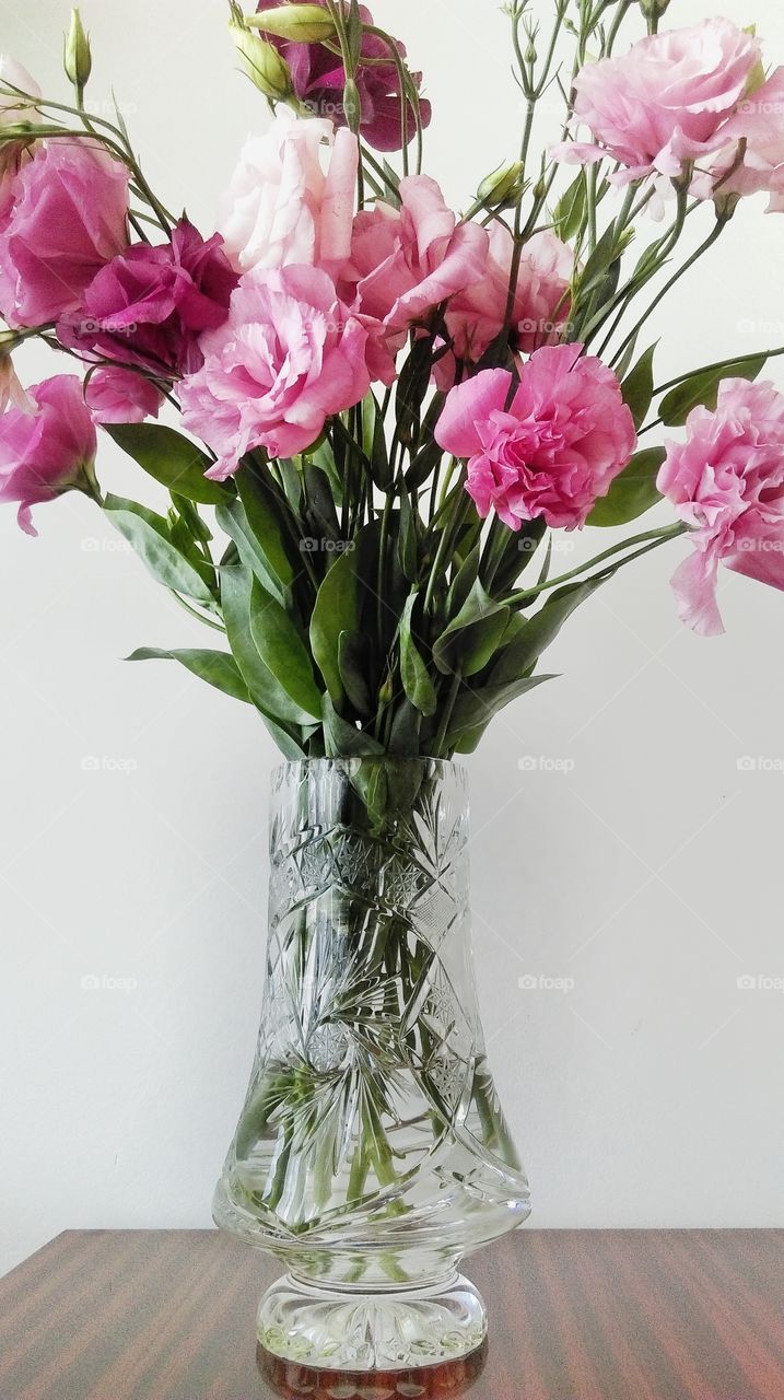 Florwers in crystal vase