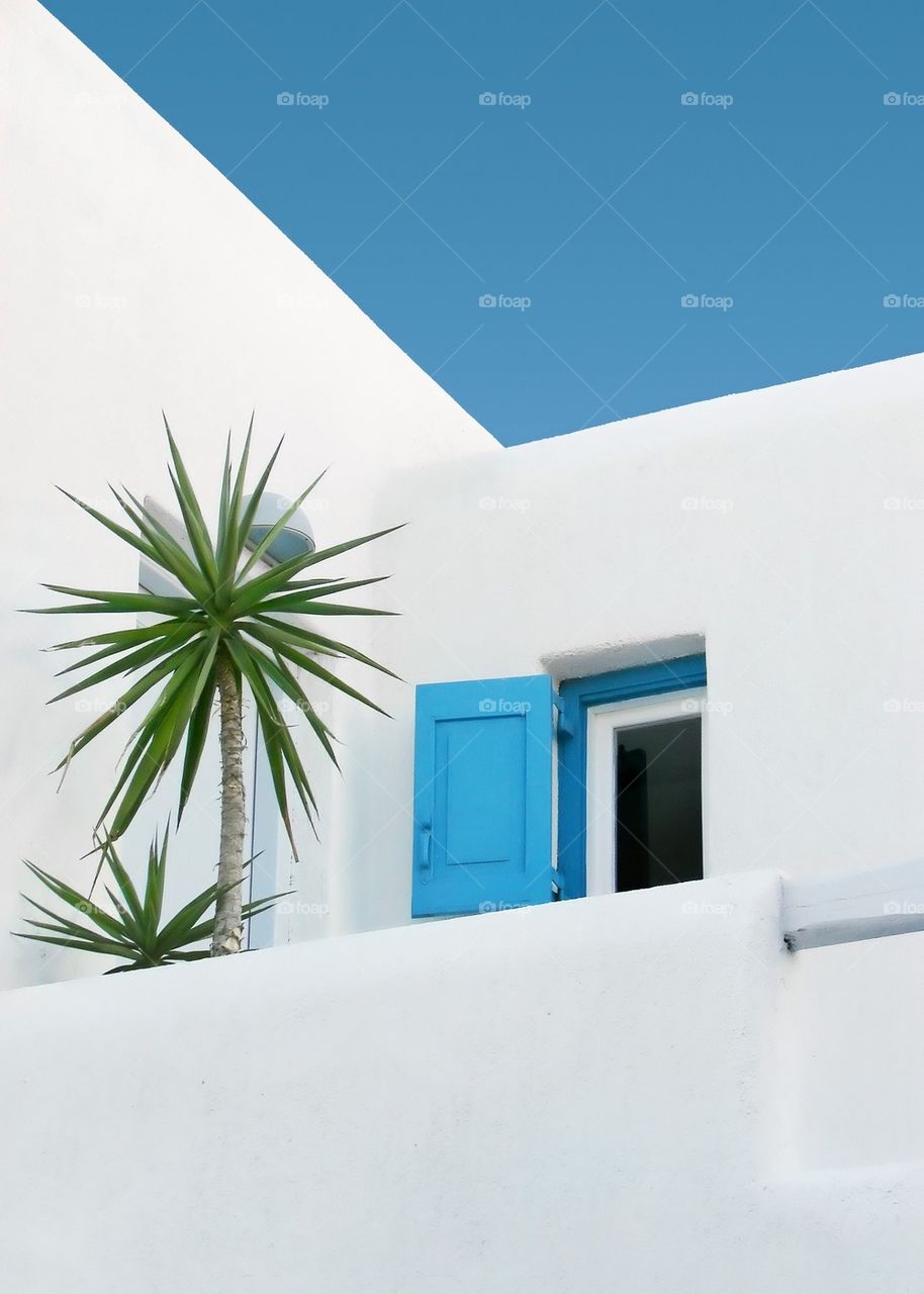 Greek island architecture - modern apartment house in Mykonos