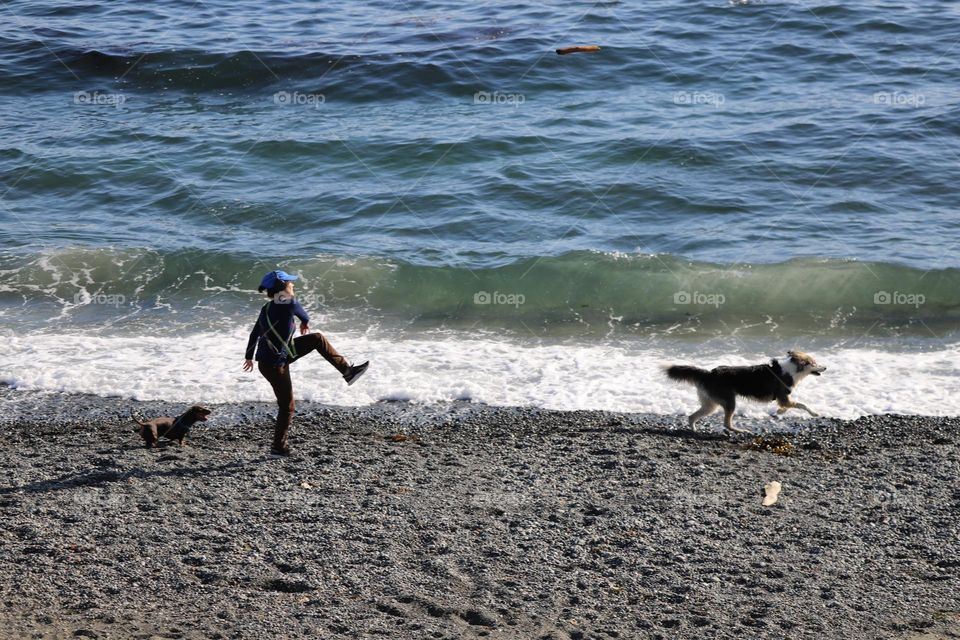 Playing on the beach 