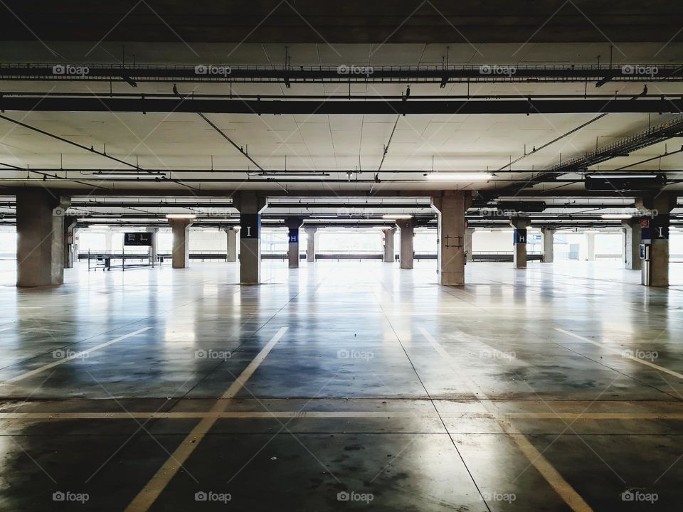 covered and empty parking at the mall