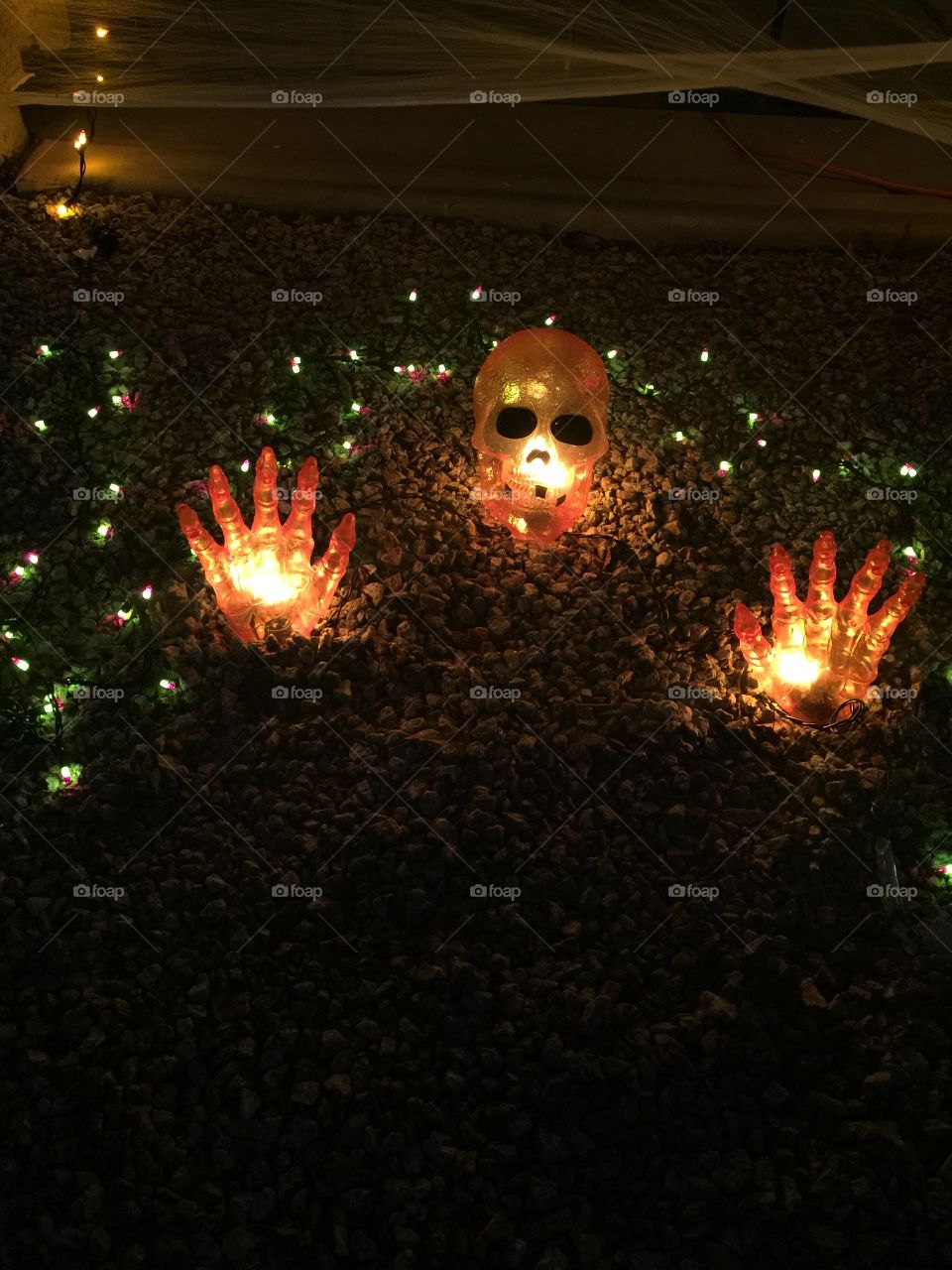 Halloween decorations at night