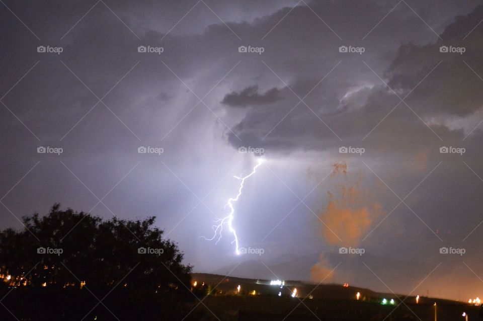 Lightning strike over Albuquerque, New Mexico