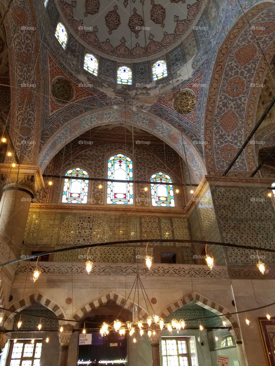 inside the blue mosque in Istanbul Turkey