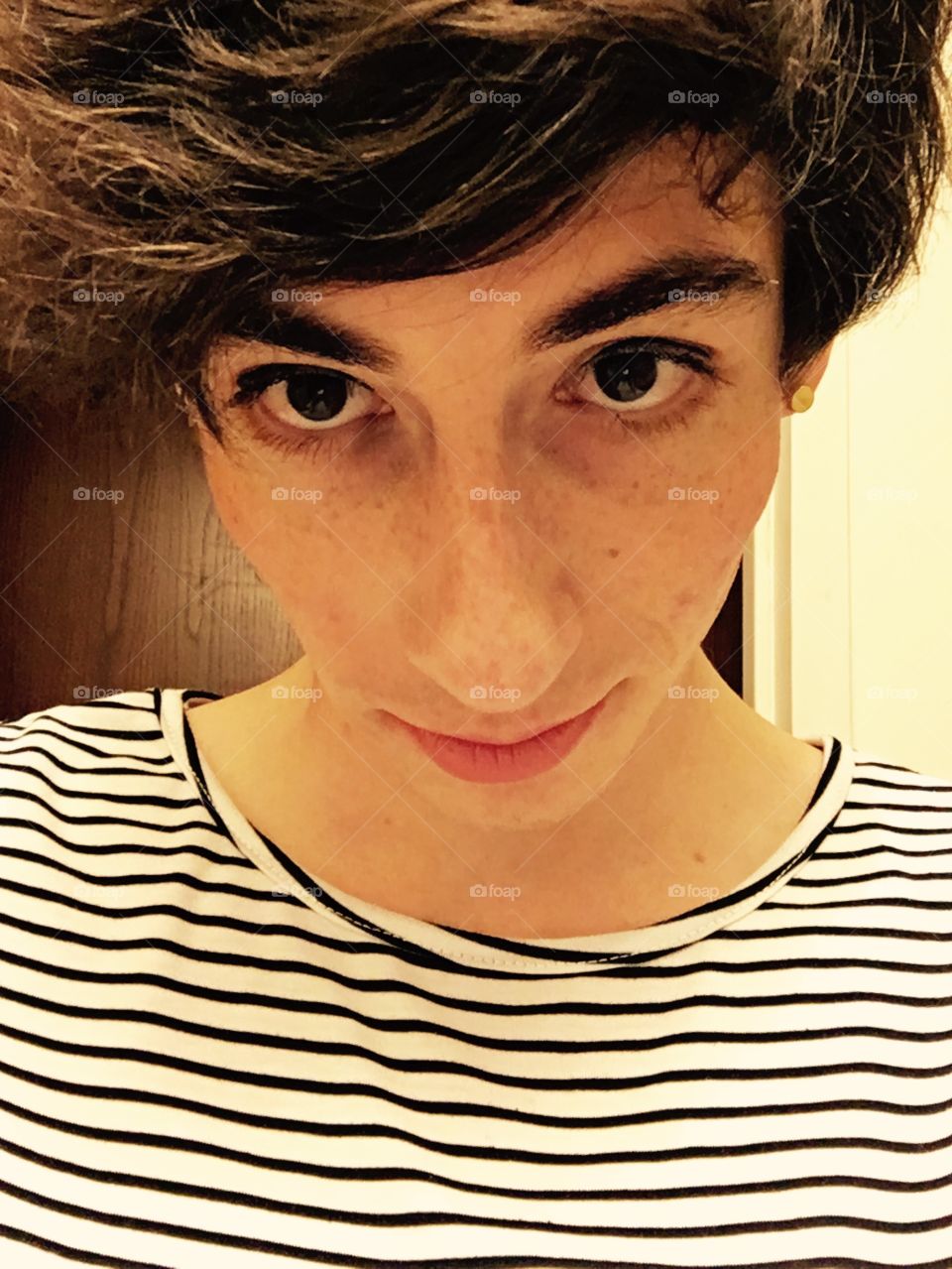 Androgynous picture of myself.  
Guy dresses and puts on make up. 
MtF