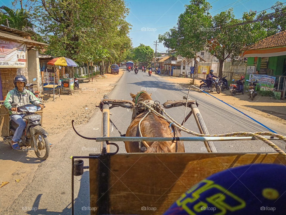 Horse drawn cart or Delman