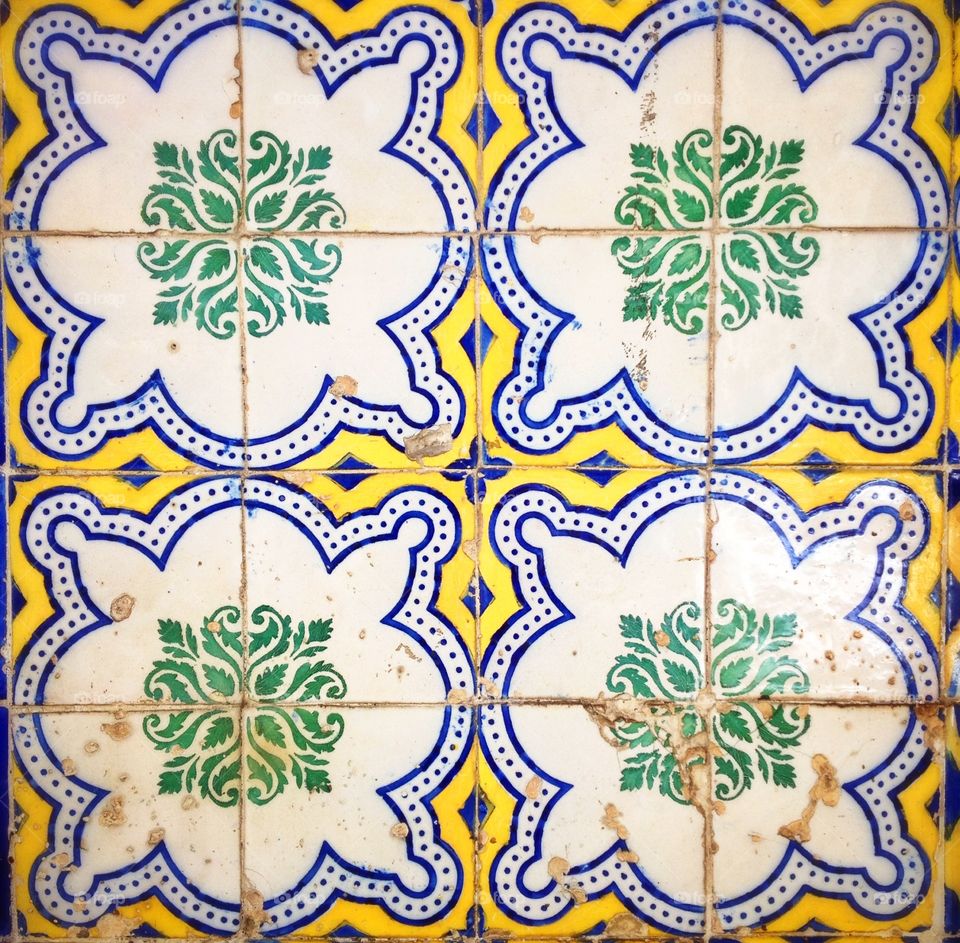 Patterned tiles. Patterned tiles in Lisbon