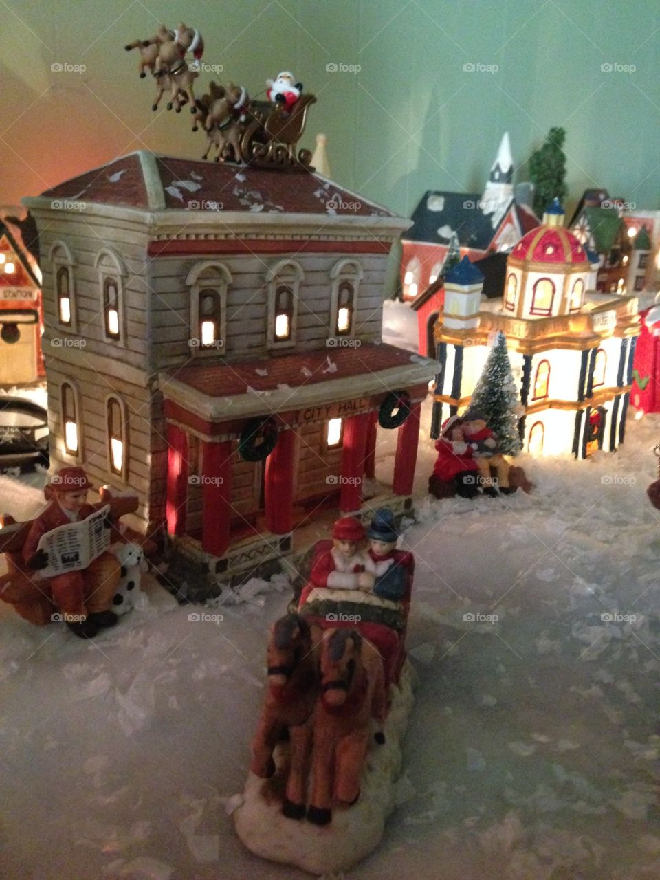 Christmas lit village