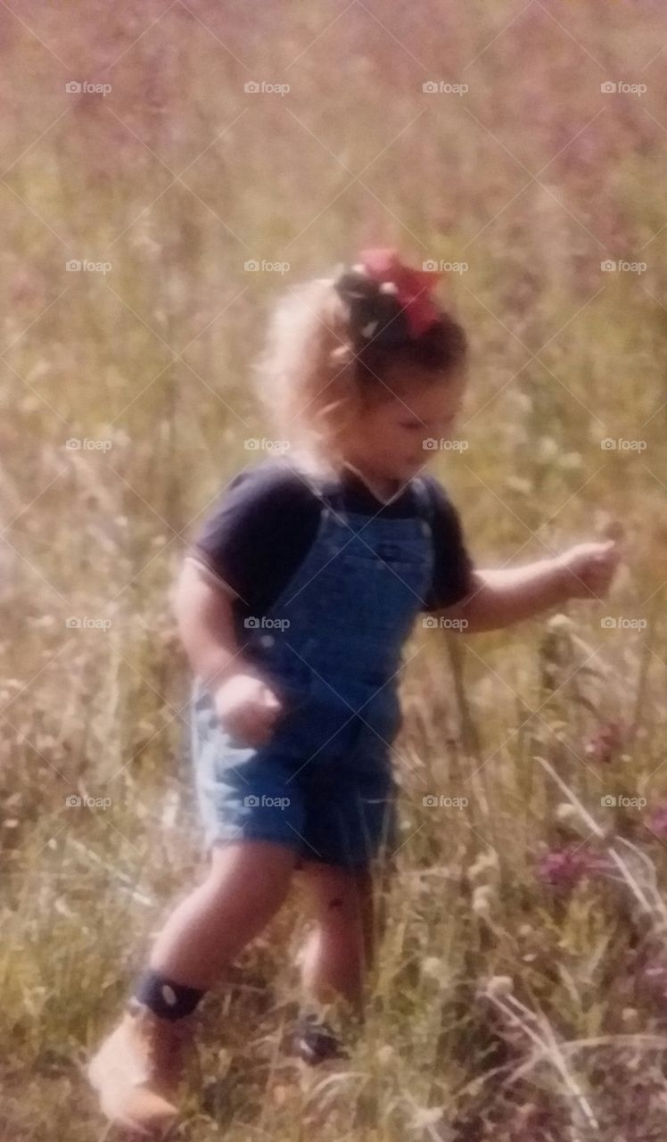 little girl in field