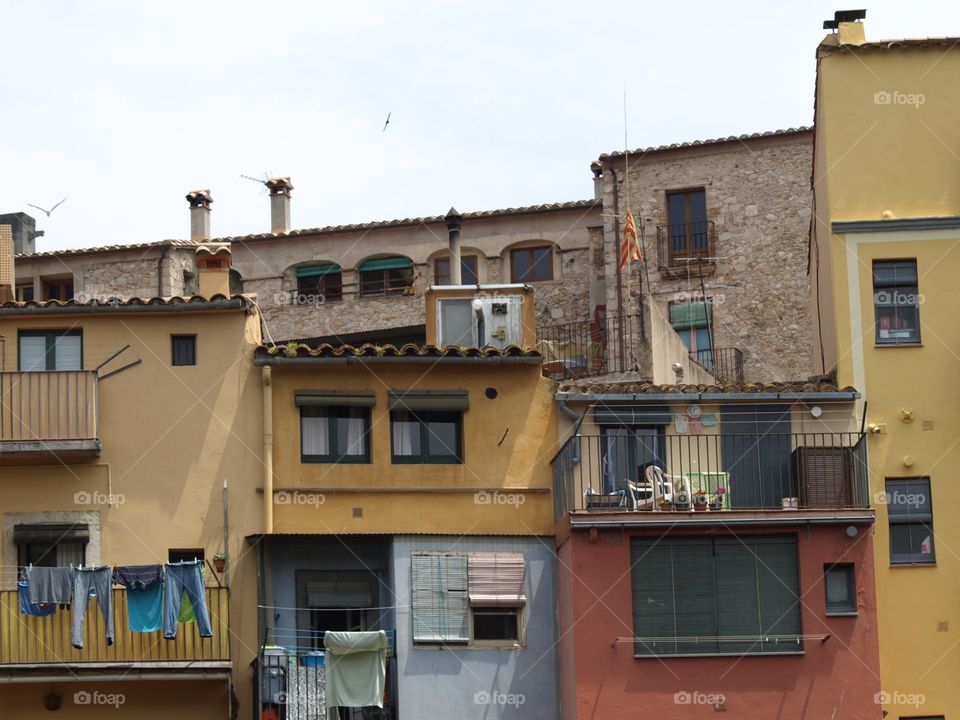 Colored houses in Girona riverside